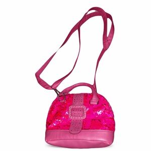 Hot Pink Dome Crossbody‎ Bag with Glossy Finish